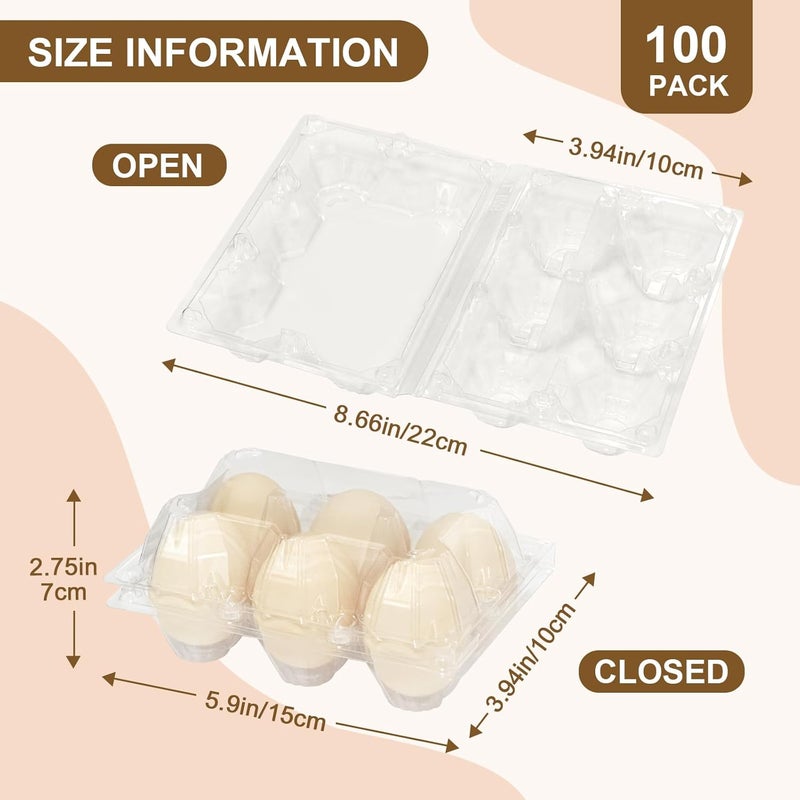 Pintuson 100 Pack Egg Cartons 6 Count - Medium Egg Cartons Cheap Bulk - Half Dozen Egg Carton for Farmers Market, Kitchen Organization and Storage - Image 2